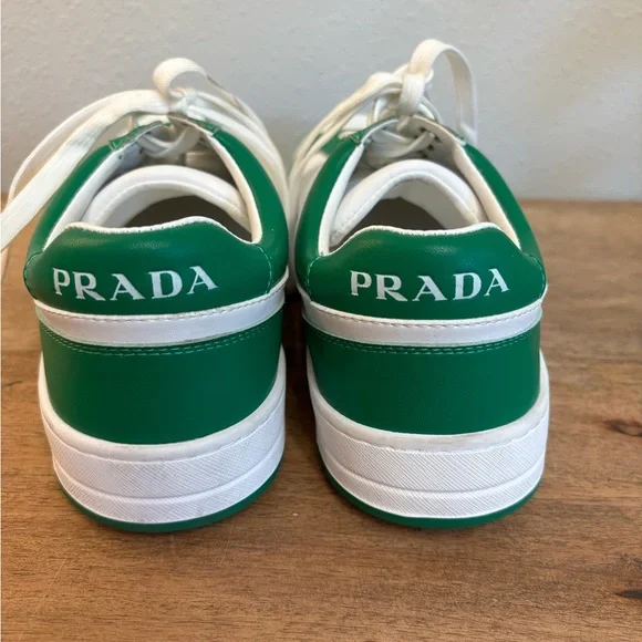 PRADA low top Leather Sneakers Green and white - Picture 6 of 11